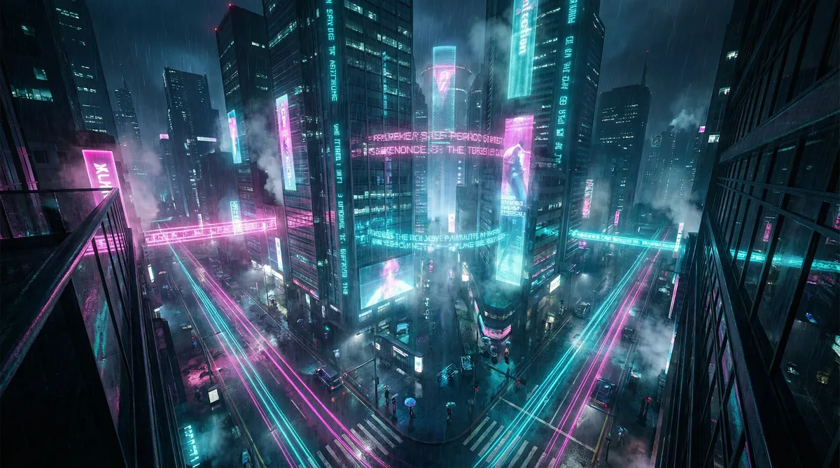 车震 竖屏短剧平台首页背景 - 赛博朋克都市夜景